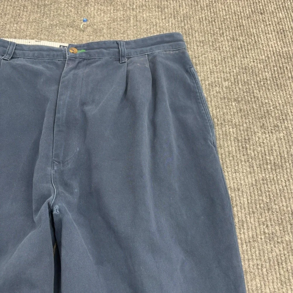 VTG Tommy Hilfiger Pants Mens 36x32 Blue Cotton Pleated‎ Chinos Casual Preppy